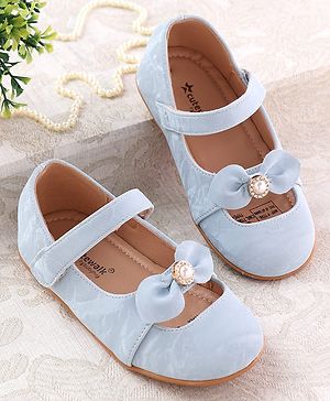 Cute Walk by Babyhug Velcro Closure Ballerina with Bow Applique - Blue