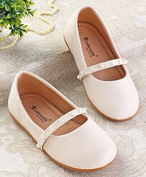 Cute Walk by Babyhug Slip On Ballerina with Pearl Detailing - Beige