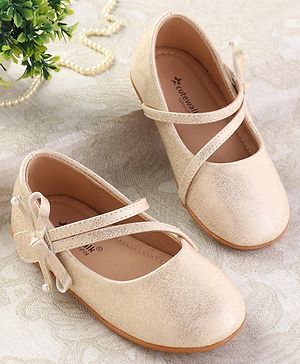 Cute Walk by Babyhug Ballerinas With Velcro Closure & Bow Applique - Beige