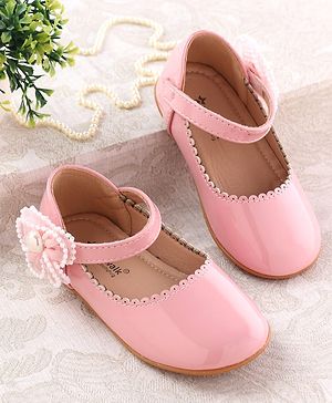 Cute Walk by Babyhug Velcro Closure Ballerina with Floral Applique - Pink