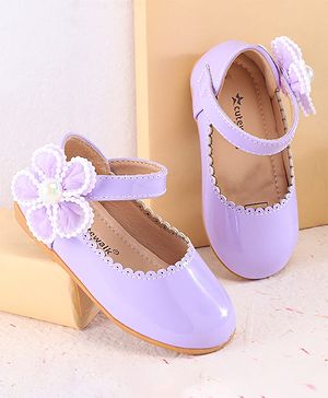 Cute Walk by Babyhug Velcro Closure Ballerina with Floral Applique - Purple