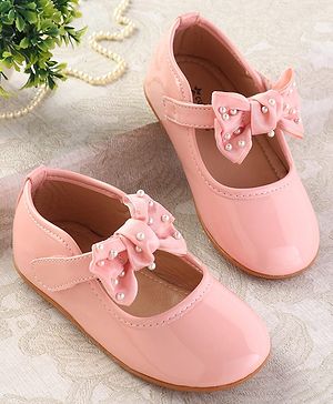 Cute Walk by Babyhug Ballerinas With Velcro Closure & Bow Applique - Pink
