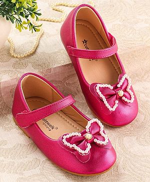 Cute Walk by Babyhug Ballerina with Velcro Closure & Bow Applique - Fuchsia