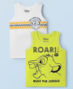 HoneyHap Disney Single Jersey Knit Sleeveless Tank T-Shirts with Lion King Graphics Pack of 2 - White & Green