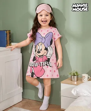 Babyhug Disney Single Jersey Knit
                              Half Sleeves Nighty with Minnie Mouse
                              Graphics - Pink