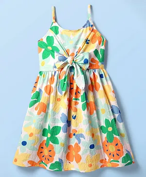 Kookie Kids Crepe Woven
                                  Sleeveless Frock With Floral Print -
                                  White