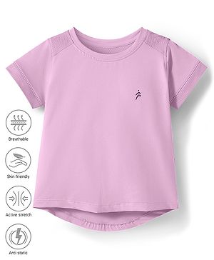 Pine Active Knit Half Sleeves High Stretch Skin Friendly Solid T-Shirt - Lilac
