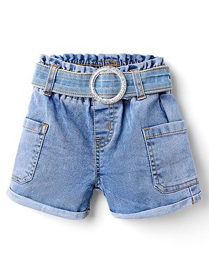 Babyhug Mid Thigh Denim Shorts With Stretch - Blue
