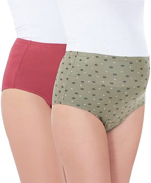 Bella Mama Cotton Elastane High Coverage Panties Pack of 2 (Color & Print May Vary)