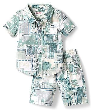 Babyhug Cotton Woven Half Sleeves Printed Shirt & Shorts Co-Ord Set - Multicolor