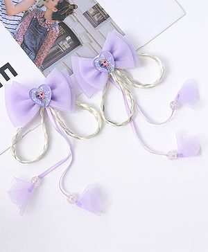 Babyhug Disney Free Size Bow Clips Pack of 2 - Purple