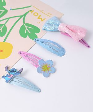 Babyhug Disney Free Size Bow & Floral Hair Pins And Clips Pack of 4 - Multicolor