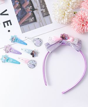 Pine Kids Disney Hair Accessories Combo Sets with Bow Applique & Disney Princes Print Free Size - Multicolor