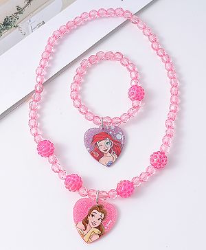 Babyhug Disney Jewellery Set with Disney Princess Pendant Free Size - Pink