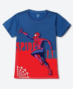 Wear Your Mind Marvel Featuring Half Sleeves Spiderman Printed Tee - Royal Blue