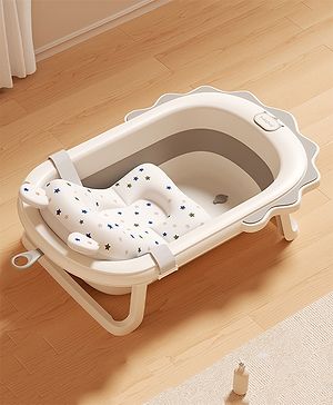 Babyhug Foldable Bathtub with Printed Cushion - Grey