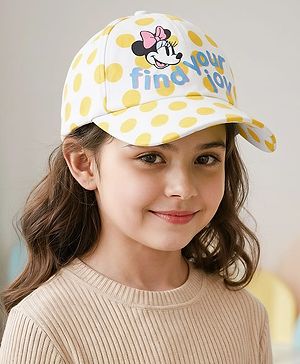 Pine Kids Disney Summer Caps with Minnie Mouse Graphics & Polka Dot Print Yellow & White - Diameter 52.5 cm