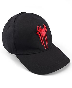 Pine Kids Marvel Cotton Woven Summer Cap with Spiderman Graphics Black - Diameter 18 cm