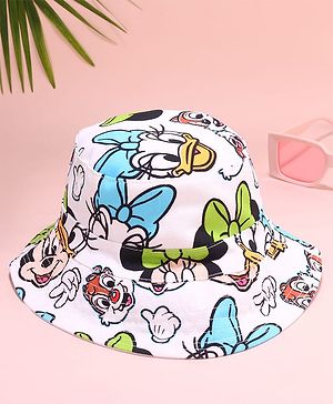 Babyhug Disney Cotton Woven Two Layer Bucket Hat with Mickey & Friends Multicolor - Diameter 16 cm