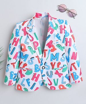 Ministitch Full Sleeves Alphabets Printed Blazer - Multi Colour