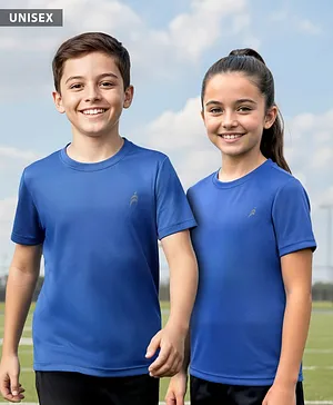 Pine Active Knit Half Sleeves Solid
                              T-Shirt - Royal Blue