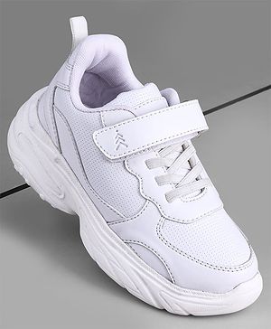 Pine Kids School Shoes with Velcro Closure - White