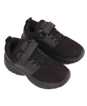 Pine Kids School Shoes with Velcro Closure - Black