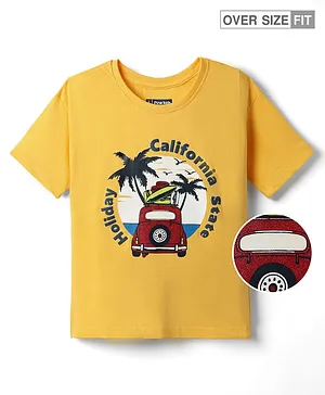 Pine Kids Cotton Knit Half Sleeves
                              T-Shirt With California State Holiday Text
                              Print - Yellow