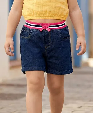 Babyhug Mid Thigh Denim Washed Shorts
                              - Navy Blue