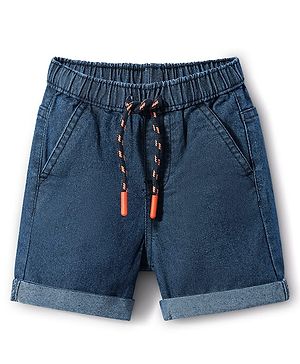 Babyhug Mid Thigh Solid Color Denim Shorts - Navy Blue