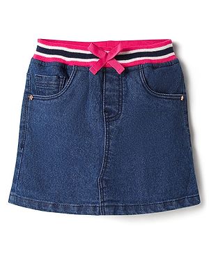 Babyhug Denim Mid Thigh Washed Skirts - Navy Blue