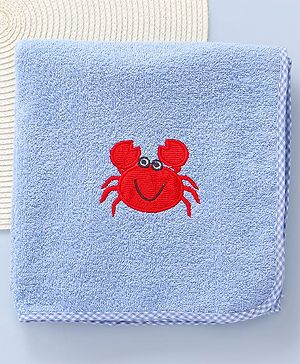 Babyhug Cotton Terry Woven Bath Towel With Octopus Embroidery L 102 x B 51 cm - Light Blue