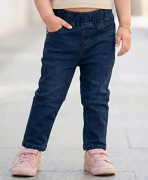 Babyhug Full Length Solid Color Denim
                              Jeggings With Stretch - Navy Blue