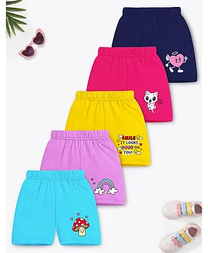 Trampoline Cotton Blend Pack Of 5
                              Heart & Cat Printed Shorts - Multi
                              Colour