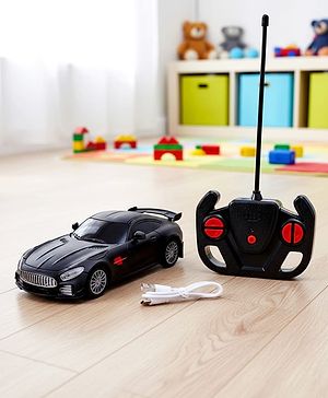 Babyhug  1:24 C-Type Rechargeable Remote Control Racing Car - Black| Gifting Option| Toy for 4+ years Boys & Girls| BIS Certified| 50ft Remote Range