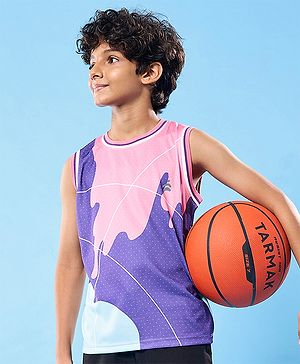 Pine Active Knit Sleeveless High Stretch T-Shirt With Color Block Design - Multicolor
