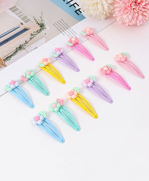 Babyhug Snap Clips with Floral Applique Pack of 6 - Multicolor