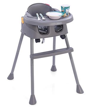 Babyhug 4 in 1 Convertible High Chair with Adjustable Height & Comfortable Seat - Grey Babyhug 4 in 1 Convertible High Chair with Adjustable Height & Comfortable Seat - Grey
