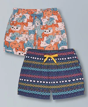Plum Tree Pure Cotton Pack Of 2 Cat
                              & Floral Printed Shorts - Pink &
                              White