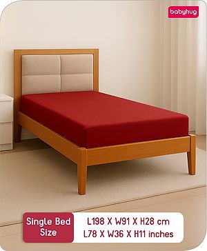 Babyhug 100% Cotton Waterproof Fitted Mattress Protector Cover - Maroon