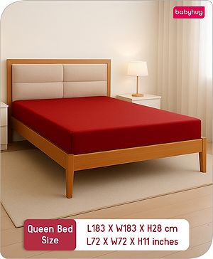 Babyhug 100% Cotton Waterproof Fitted Mattress Protector Cover - Maroon
