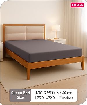 Babyhug 100% Cotton Waterproof Fitted Mattress Protector Cover - Grey