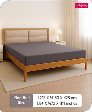 Babyhug 100% Cotton Waterproof Fitted Mattress Protector Cover - Grey