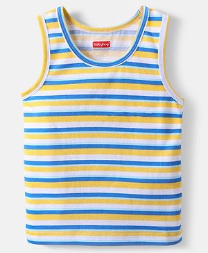 Babyhug 100% Cotton Single Jersey Knit Sleeveless Sando With Stripes - Blue