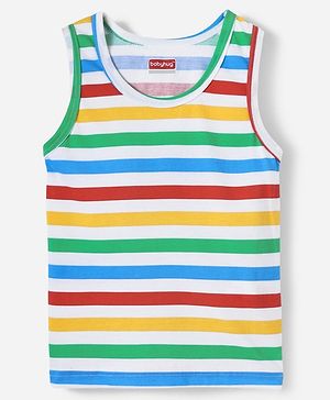 Babyhug 100% Cotton Single Jersey Knit Sleeveless Sando With Stripes Print - Multicolour