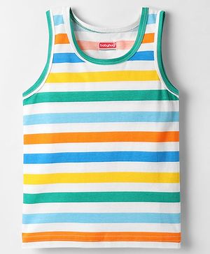 Babyhug 100% Cotton Single Jersey Knit Sleeveless Sando With Stripes - Multicolour