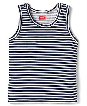 Babyhug 100% Cotton Single Jersey Knit Sleeveless Sando With Stripes - Navy Blue