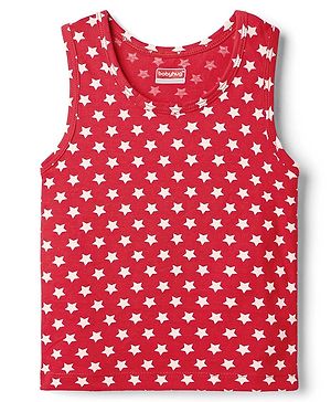Babyhug 100% Cotton Single Jersey Knit Sleeveless Sando With Star Print - Red