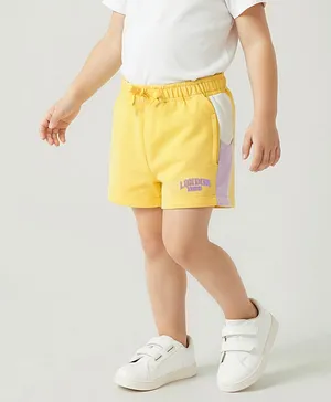 Babyhug Cotton Terry Knit Mid Thigh
                              Shorts With London Embossed Print -
                              Yellow