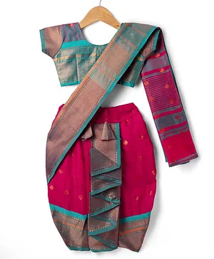 Bhartiya Paridhan Silk Kashta Saree
                              with Half Sleeves Blouse With Embriodery -
                              Red